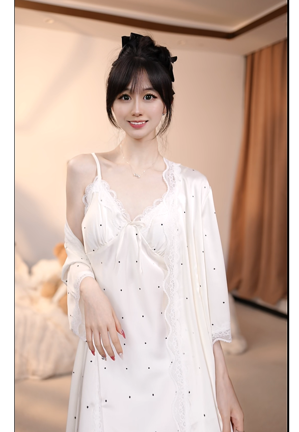 查理夫人【C1】性感蕾丝刺绣显瘦家居服时尚