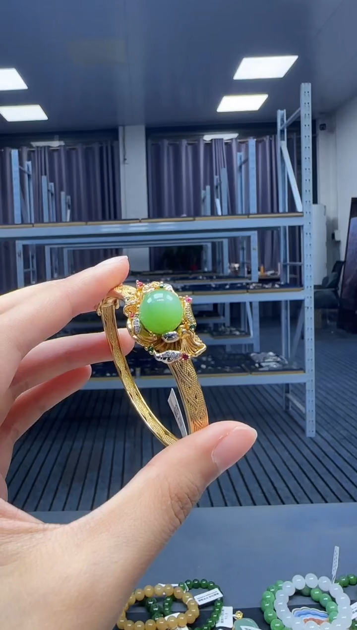 和田玉手镯银S925镶嵌1