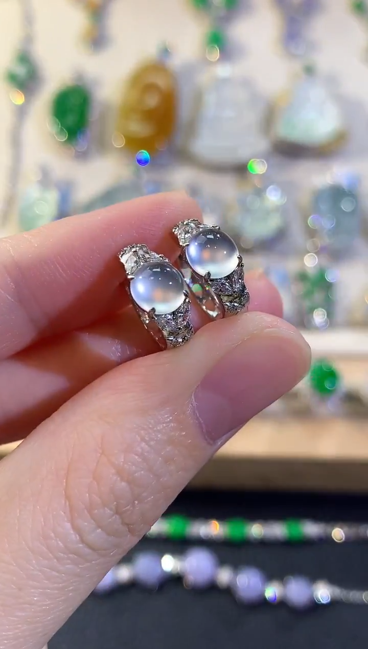 18K金镶嵌翡翠耳饰冬日珠宝Q157