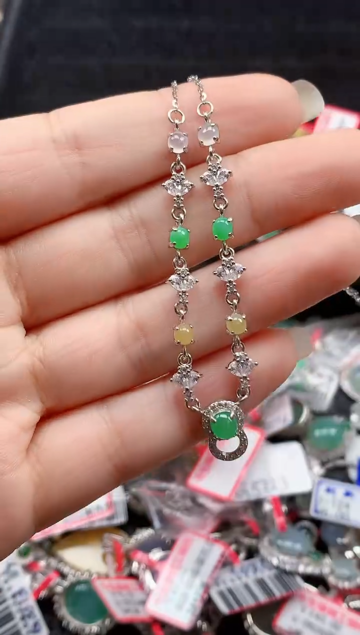 银S925镶嵌戒指翡翠天然A货缅甸翡翠