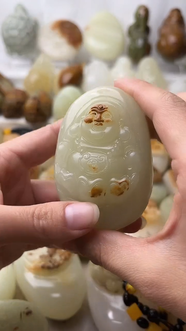 石材古青石棉纹正常不退换弥勒佛