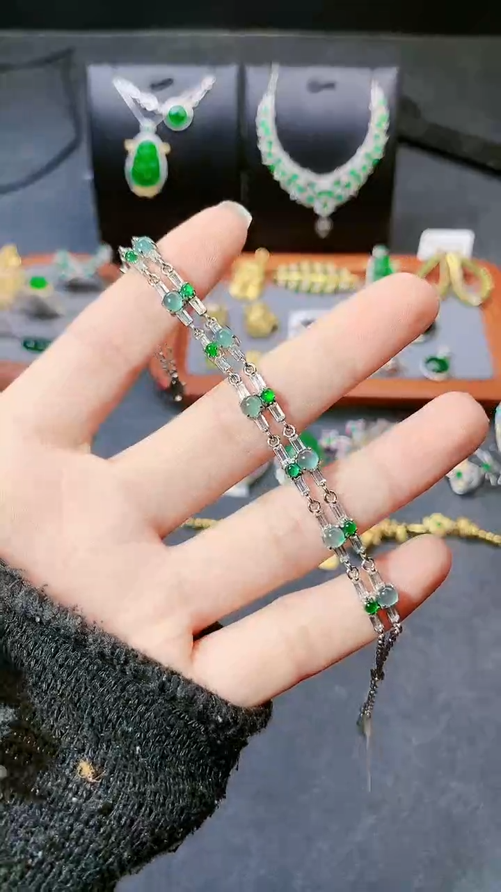 【闪购商品】翡翠手链银S925镶嵌手链
