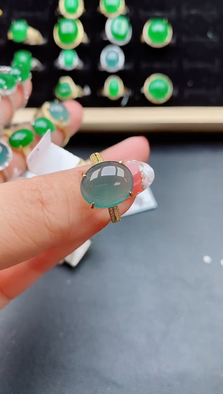 【闪购商品】翡翠戒指银S925镶嵌08500