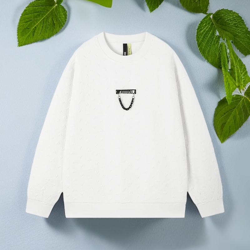 【素境】5288卫衣爱心白色小众个性季新款肌理打底衫宽松衣长52（1）