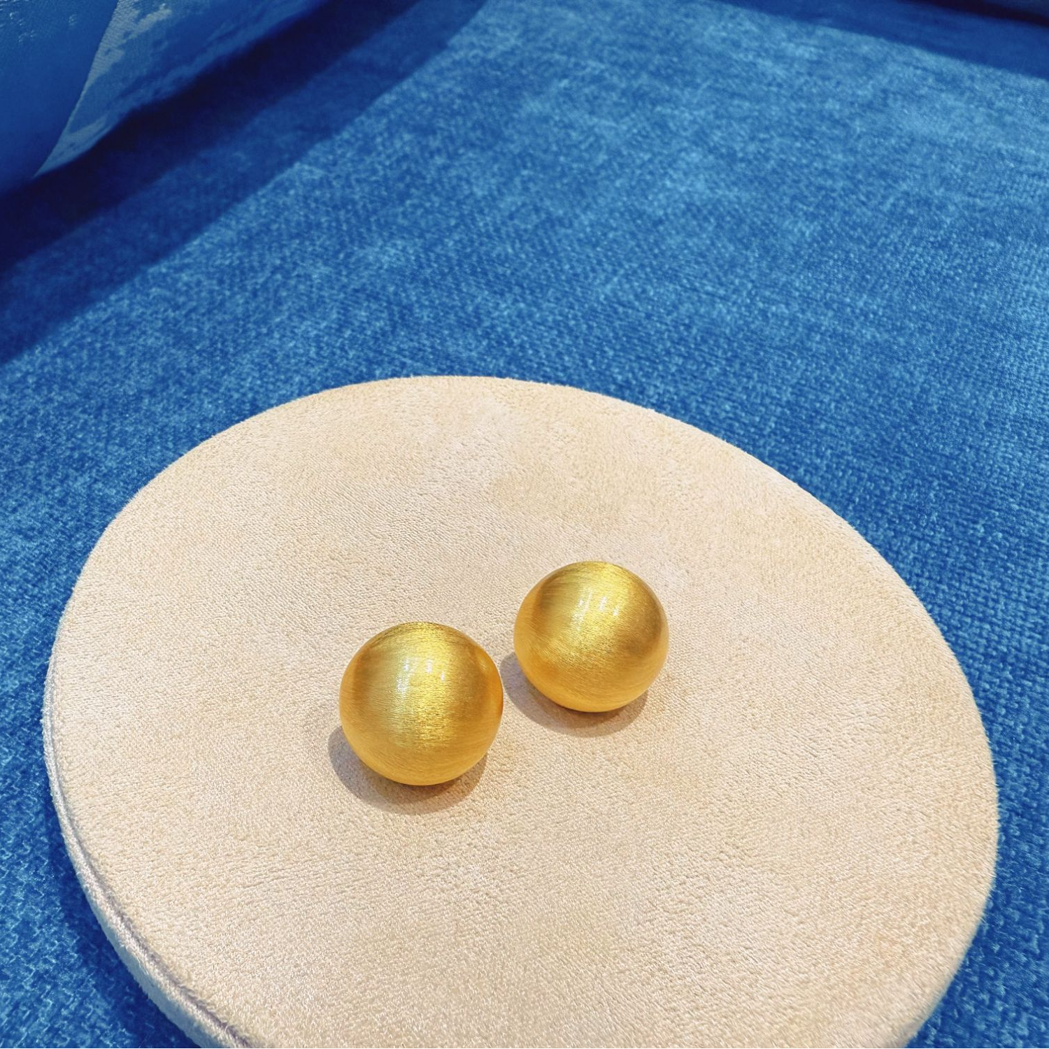 铜合金耳饰 燃力金太阳专属【ES001】电镀真金24K手工拉丝球耳钉