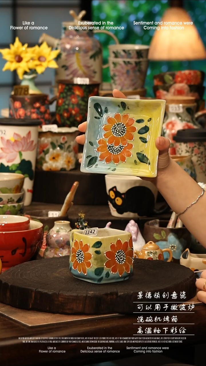 陶瓷景德镇高温釉下彩手工手绘款式@A1142@