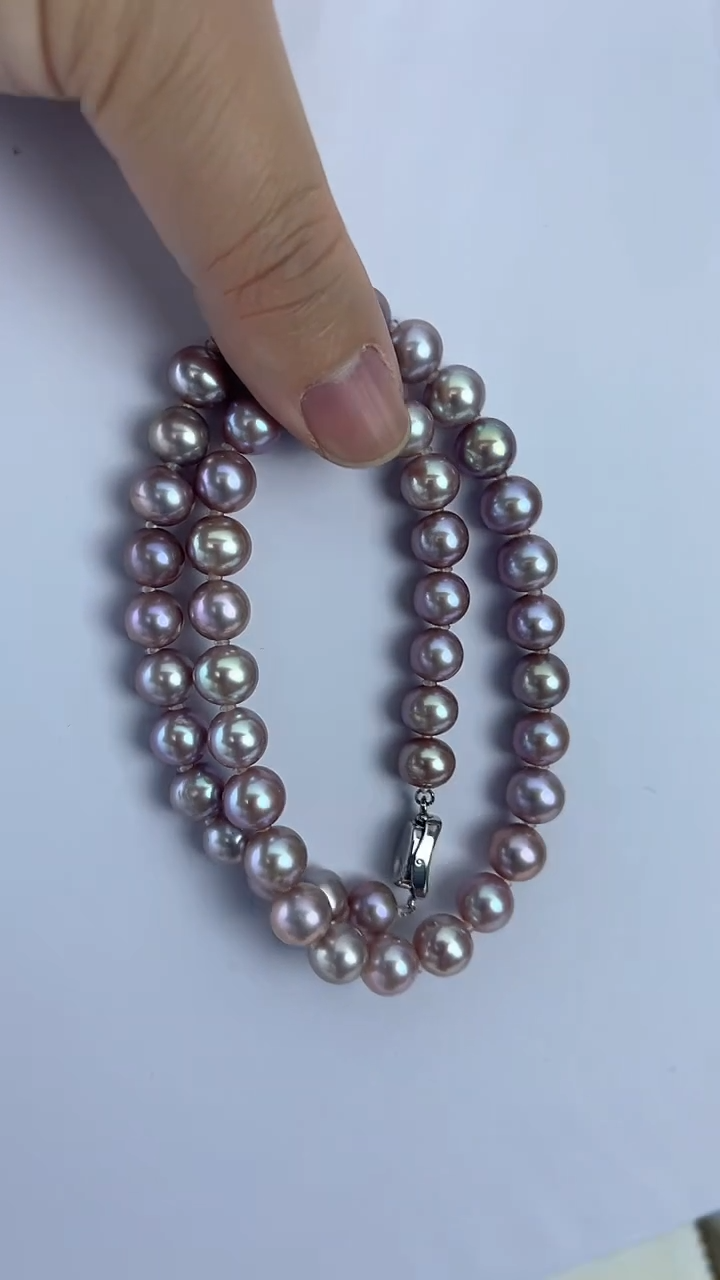 【闪购商品】淡水珍珠颈饰未镶嵌天然极光珍珠贵妃紫项链约9