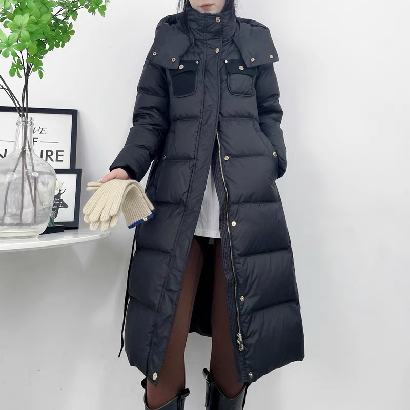 [ W i F i ]6601腰带90白鸭绒羽绒服长新款加厚过膝收腰修身保暖