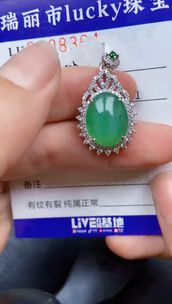 【闪购商品】翡翠颈饰银S925镶嵌8364