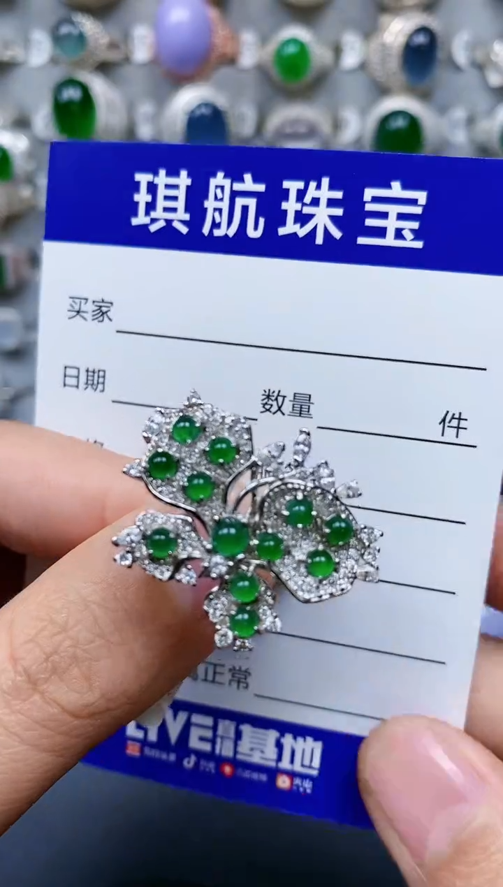 【闪购商品】翡翠戒指银S925镶嵌0663
