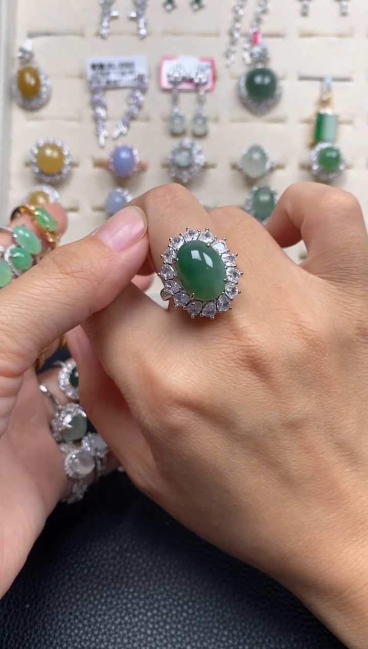 【闪购商品】翡翠戒指银S925镶嵌1111111