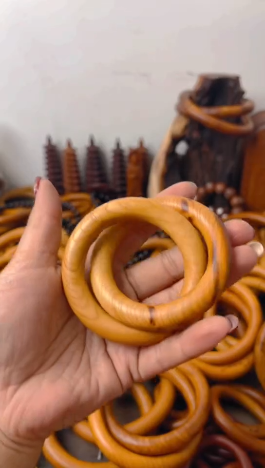 【闪购商品】枣木木雕桃木乾坤圈微瑕50圈口一物一拍不退不换