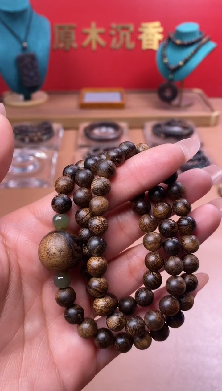 【闪购商品】沉香手串L沉水越南芽庄白棋楠玉化瘤疤08三圈