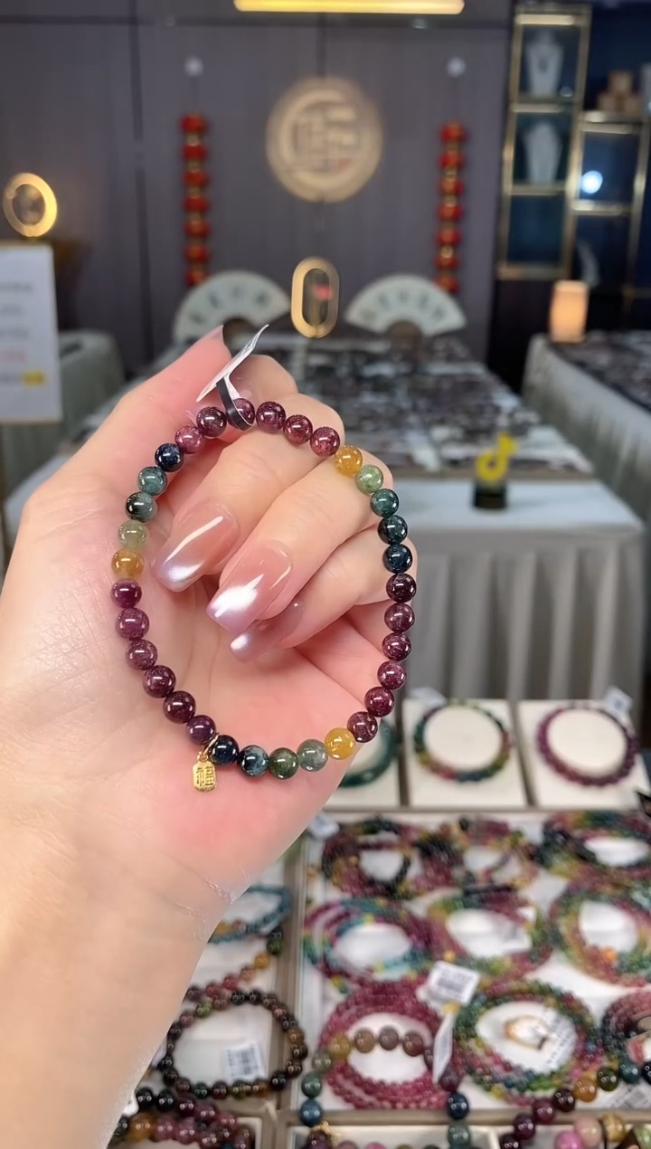 未镶嵌老矿碧玺色标单圈手串5mm+碧玺hon多样性发货一条