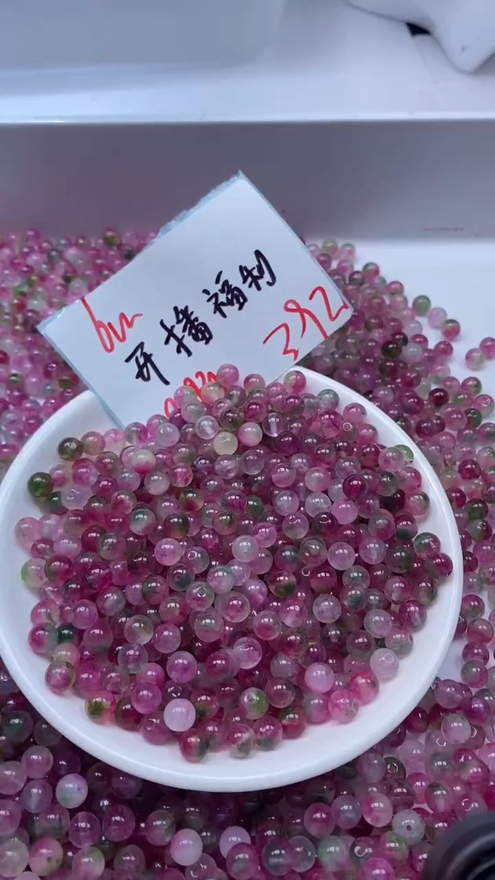 颈饰未镶嵌水晶W1778-西瓜碧玺6mm*18颗