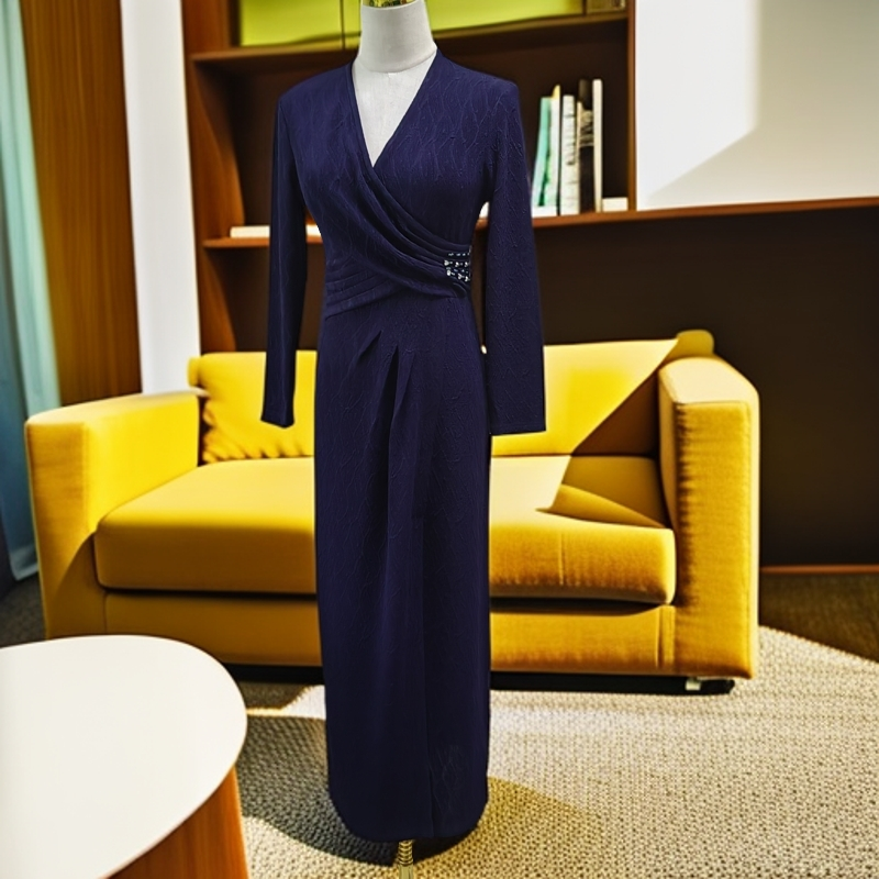 高端进口醋酸提花面料修身显瘦优雅气质女人味连身裙1314