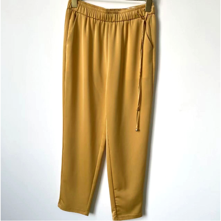 S9279黑天鹅款搭配木耳边织带莲花腰开叉鱼尾裤