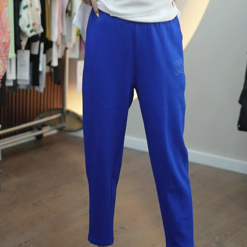 刺绣珠地棉休闲裤大码舒适弹力裤子女