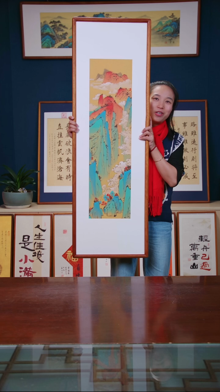 【闪购商品】国画作品 青绿山水 ，尺寸 40*123