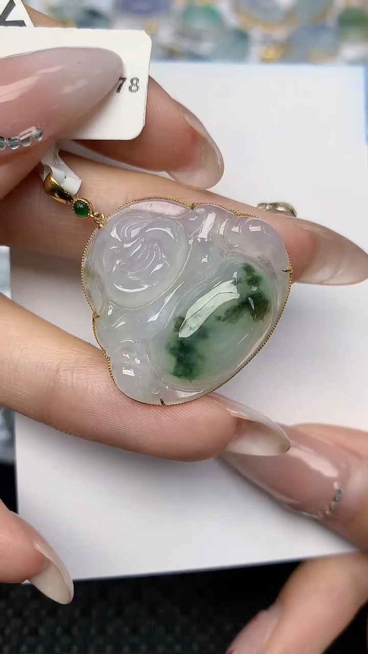 【闪购商品】翡翠颈饰18K金镶嵌天然翡翠A货