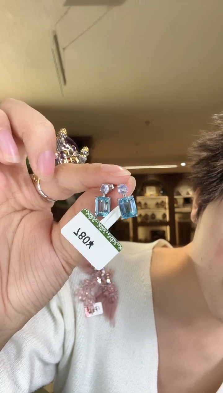 仿水晶925银精致主义耳饰