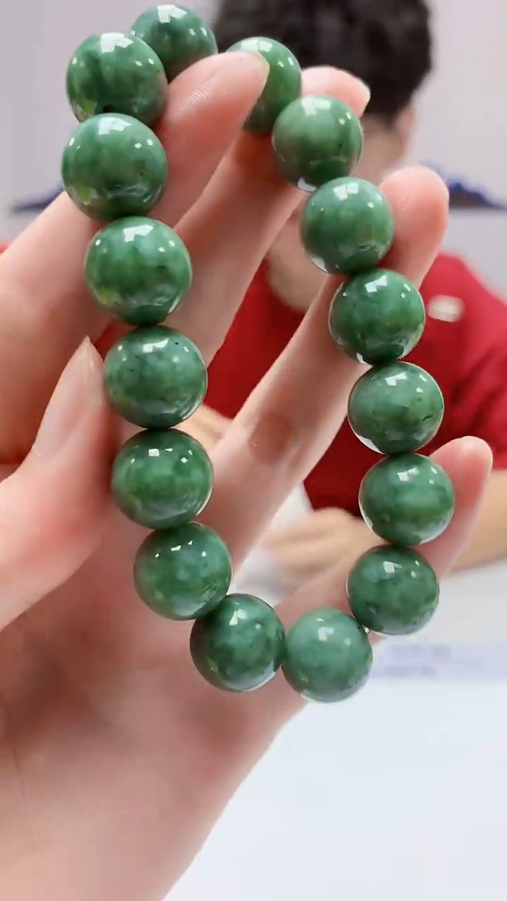 【闪购商品】定制翡翠未镶嵌4688zm-毛货手串165