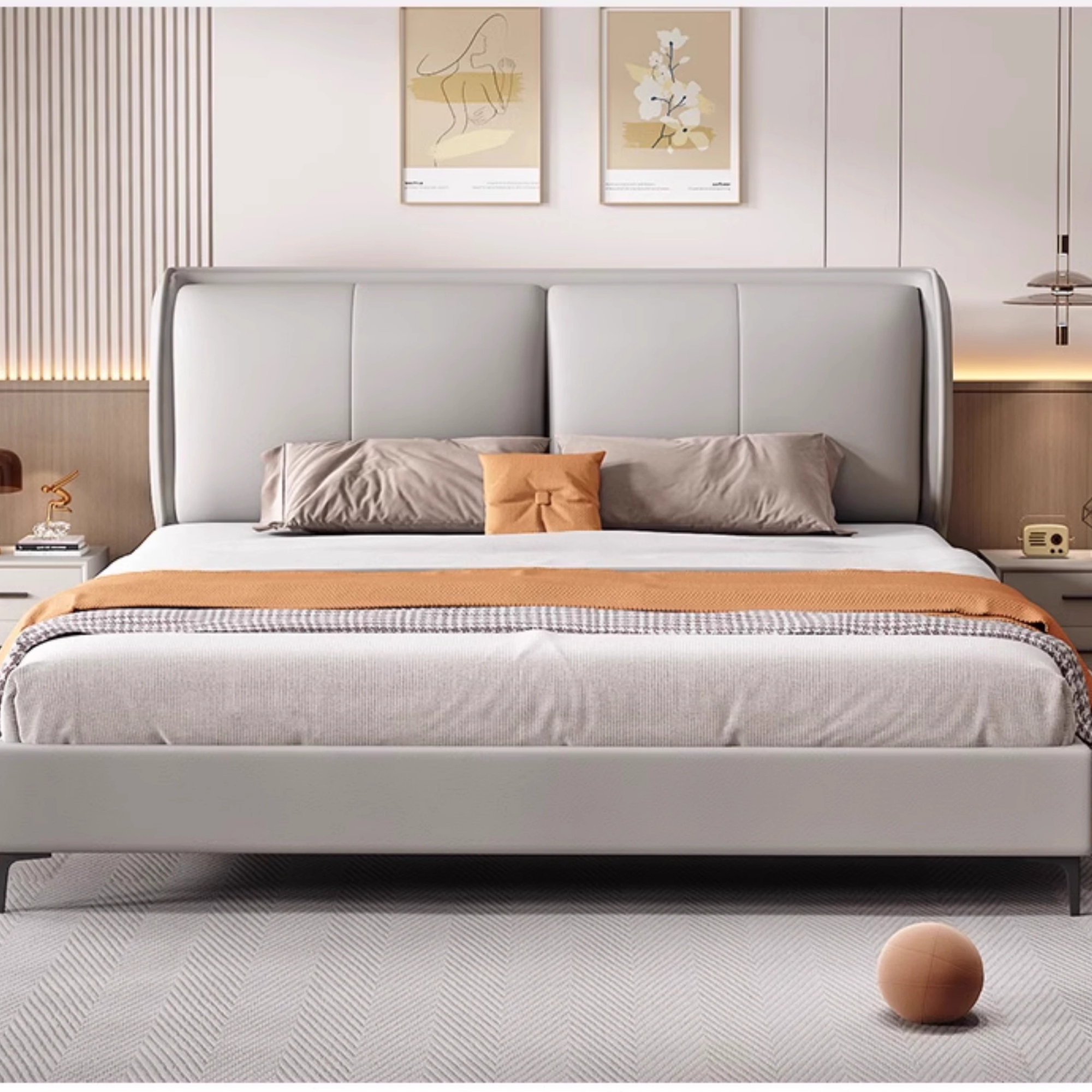 实木床现代简约1.8米家用双人床1.5主卧软包经济型出租房单人床架