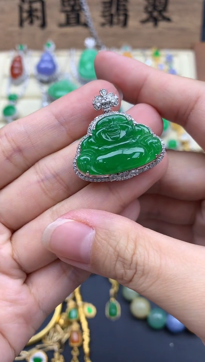翡翠18K金镶嵌颈饰673-春日珠宝