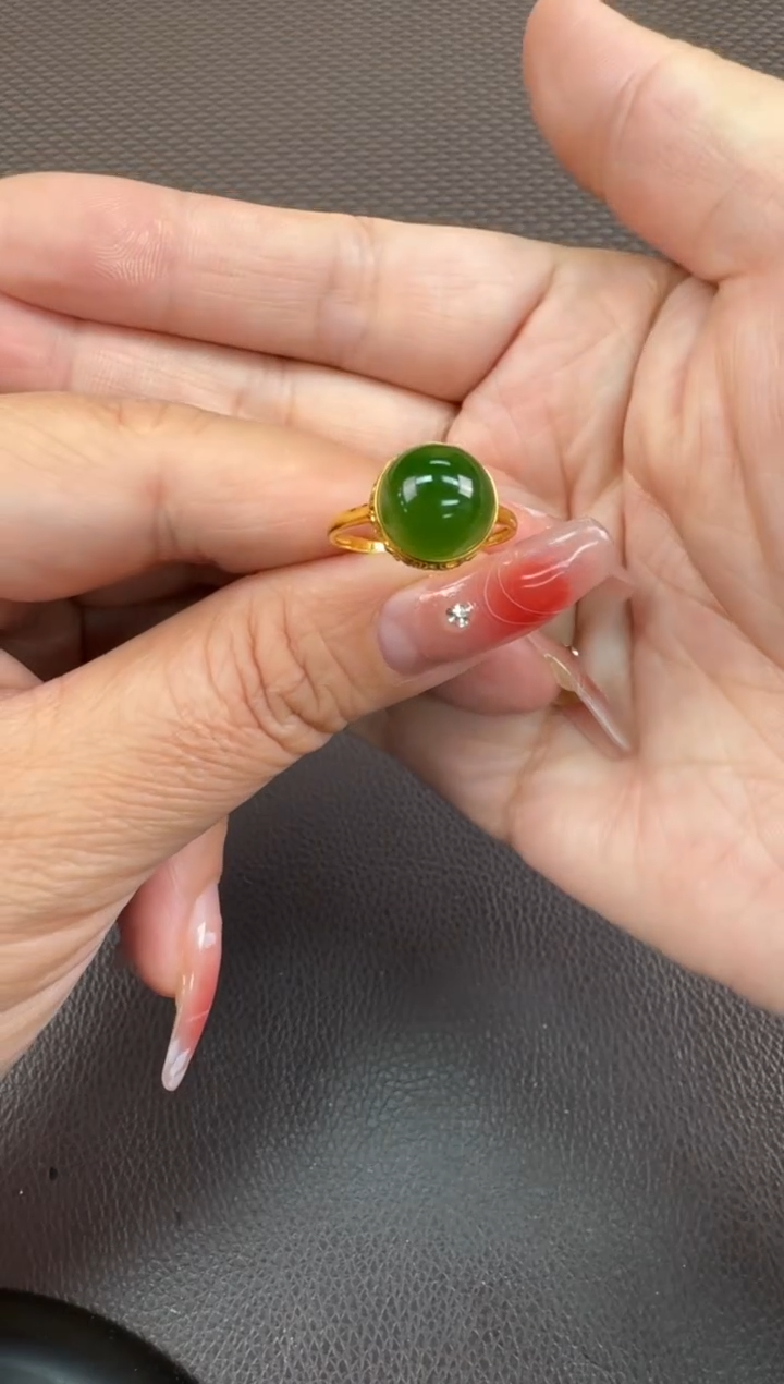 【闪购商品】和田玉戒指18K金镶嵌11-19备注圈口发货