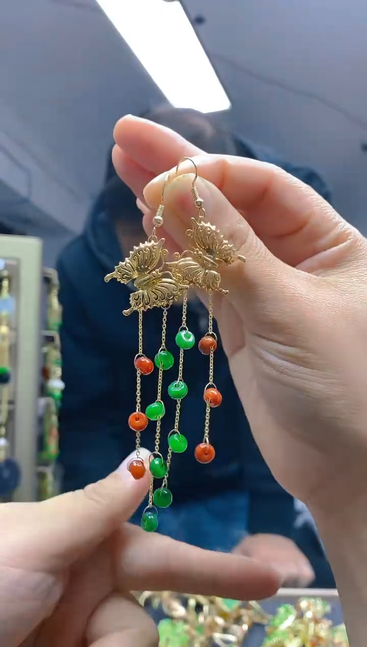 【闪购商品】翡翠耳饰合金0473翡翠耳钩