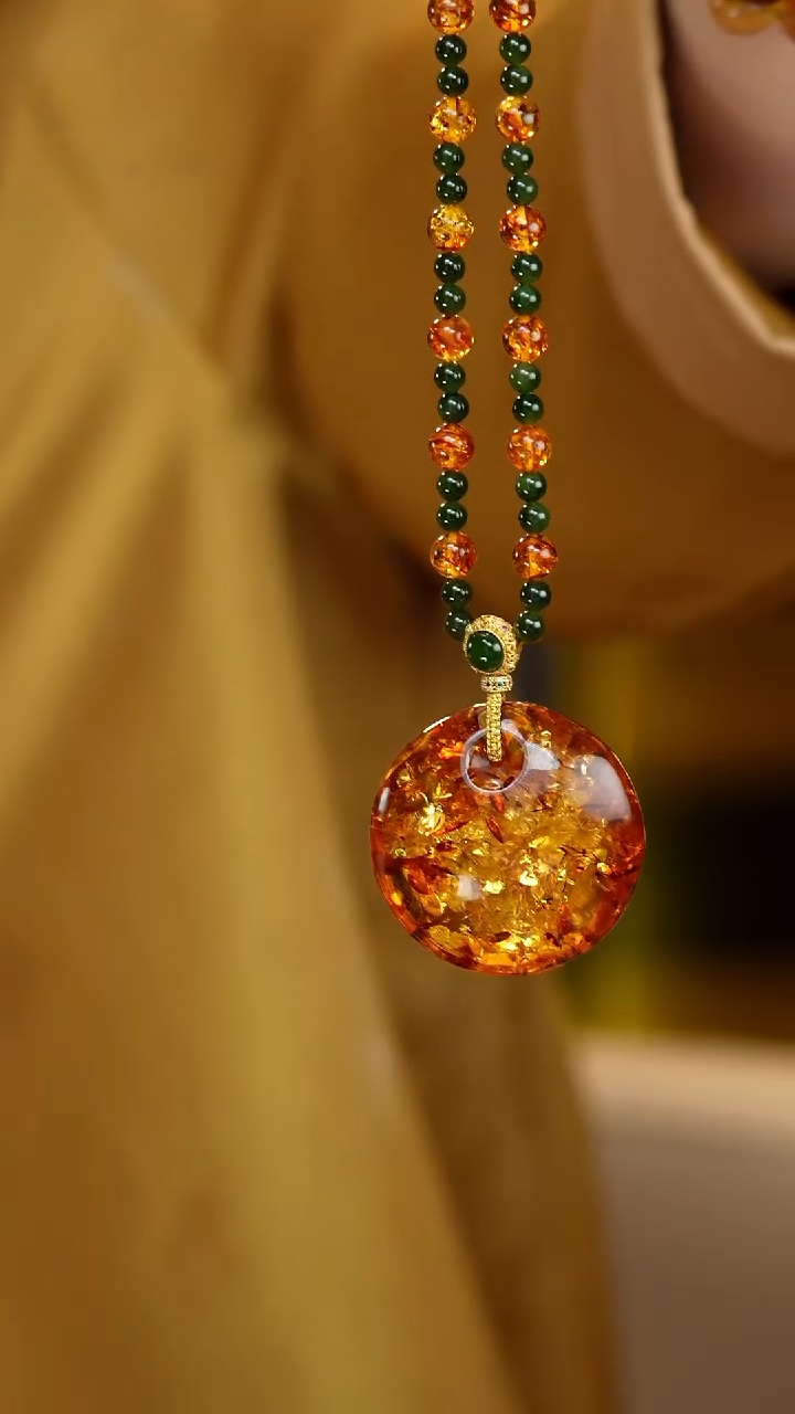 琥珀（花珀）项链未镶嵌花珀福利