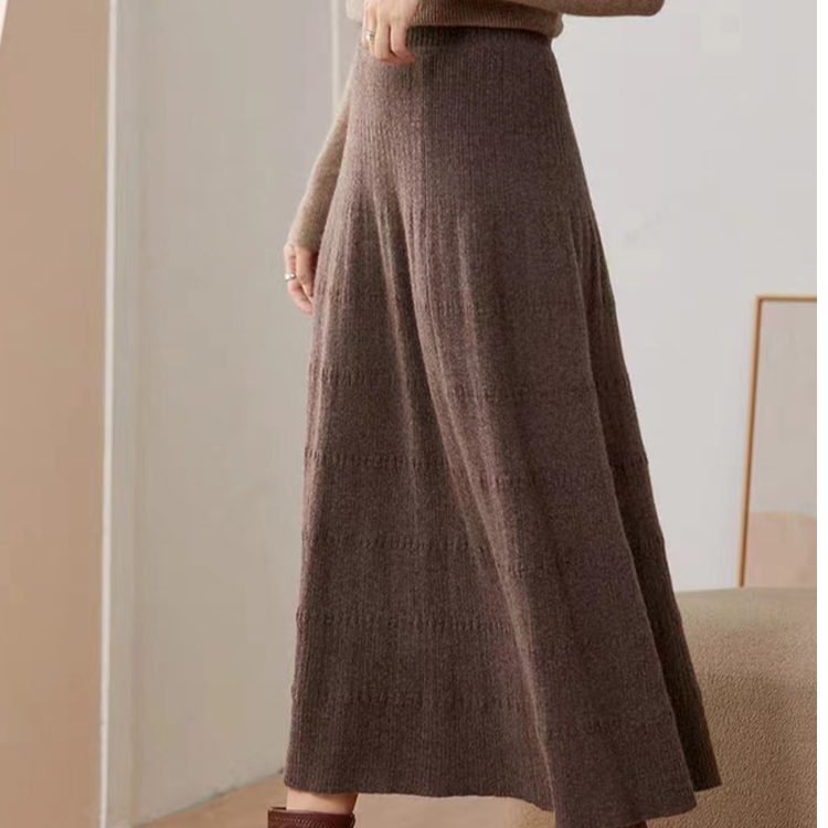 100羊毛复古高腰A字裙羊毛裙网红半身裙纯色百搭复古港风YC517