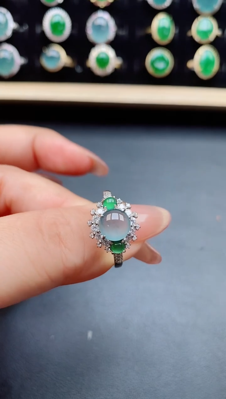 翡翠戒指银S925镶嵌321321