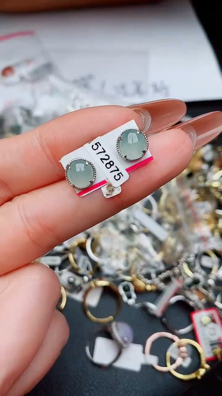 银S925镶嵌戒指翡翠...