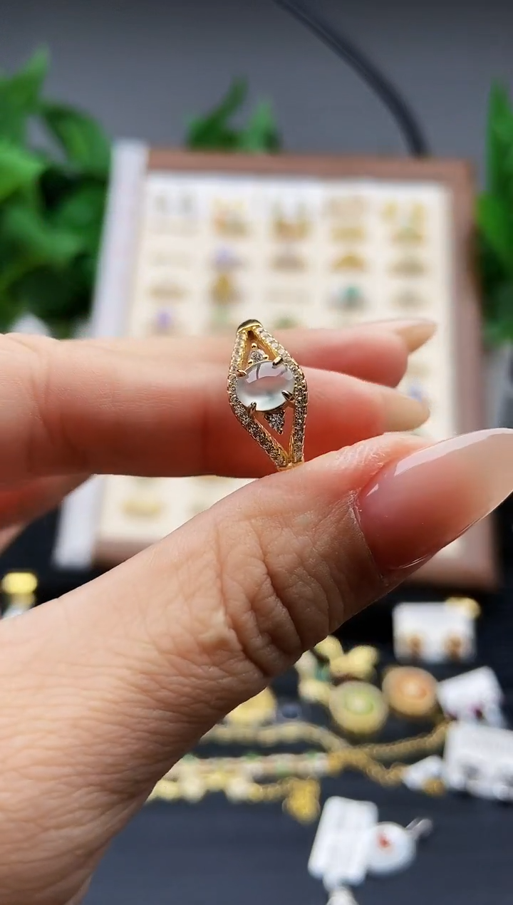 银S925镶嵌戒指翡翠12