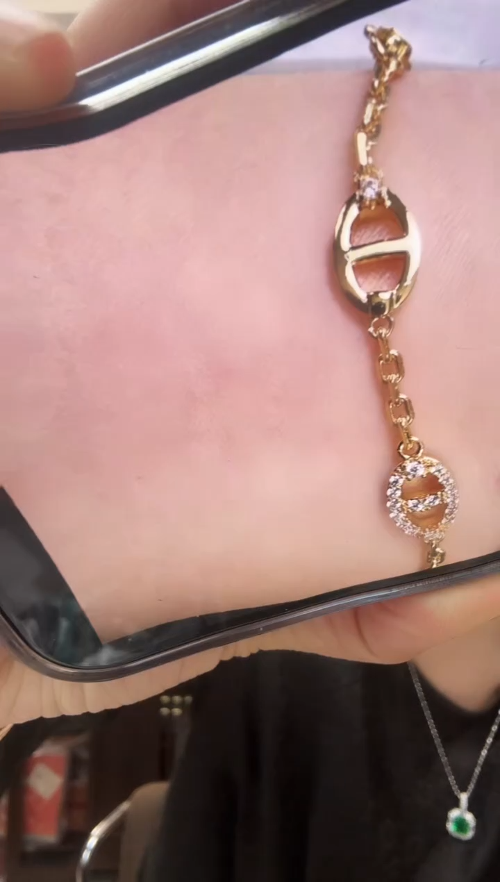 主播定制链接金色款猪鼻子手链