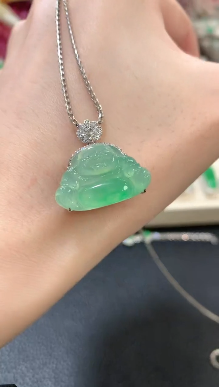 吊坠(不含链)18K金镶嵌翡翠a94