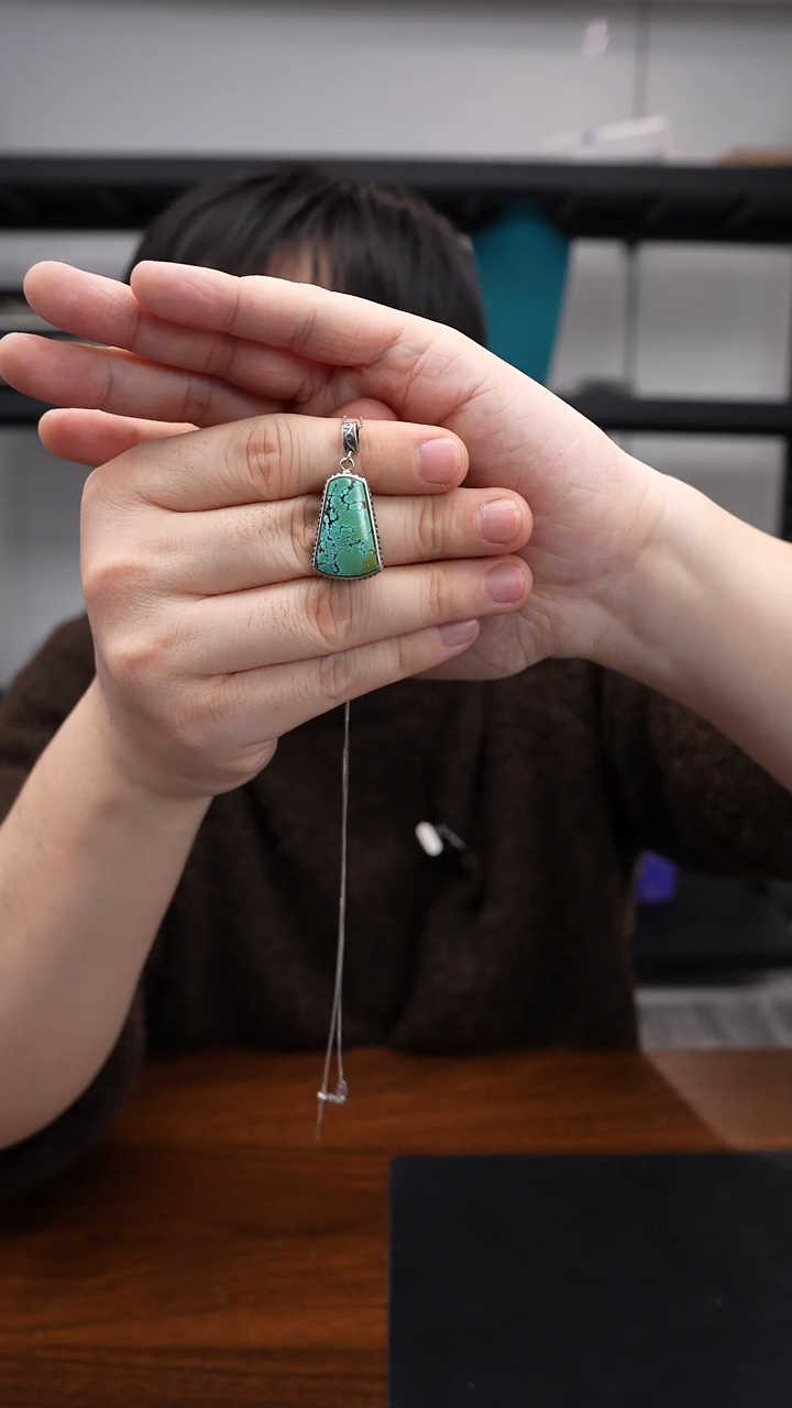 银S925镶嵌绿松石坠1223DL077链坠