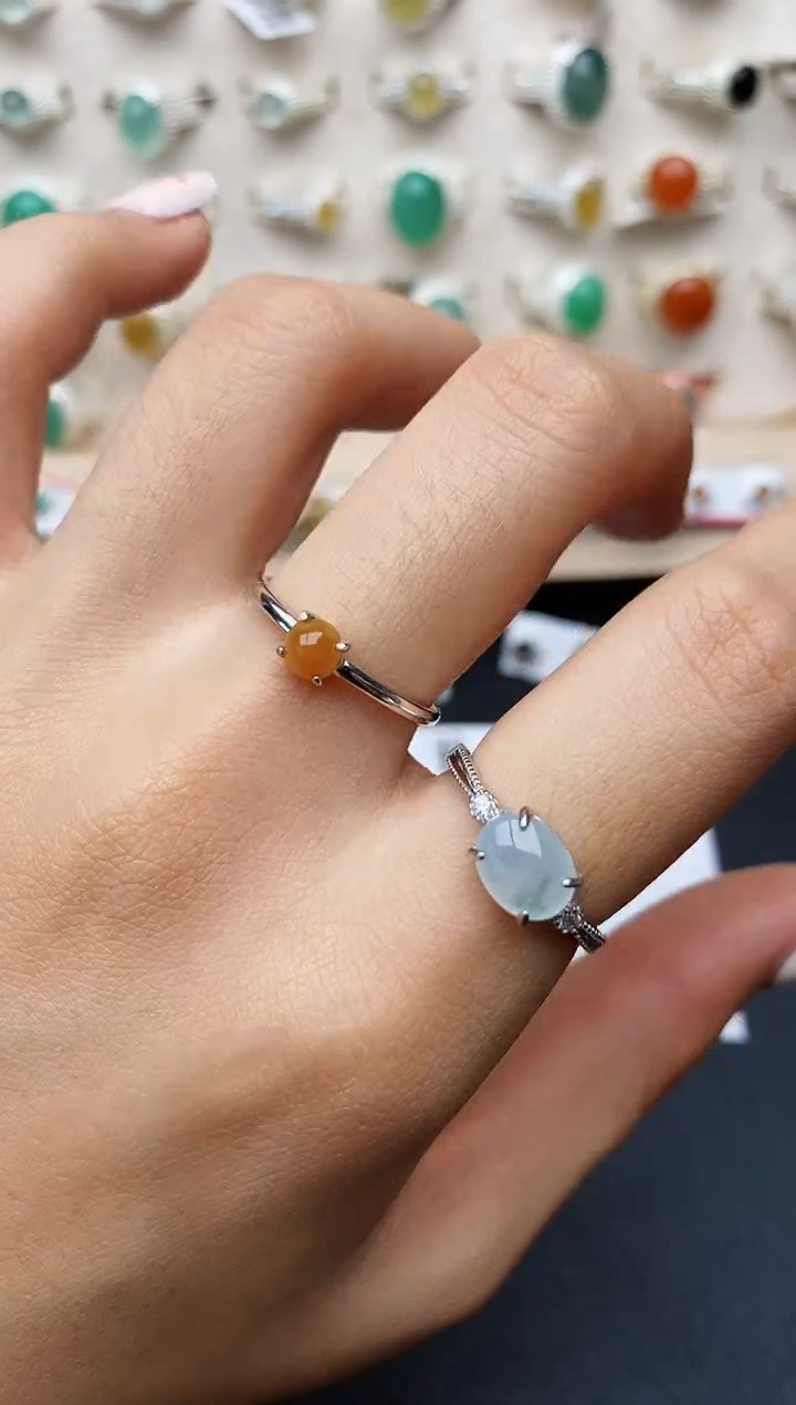 【闪购商品】翡翠戒指银S925镶嵌缅甸翡翠