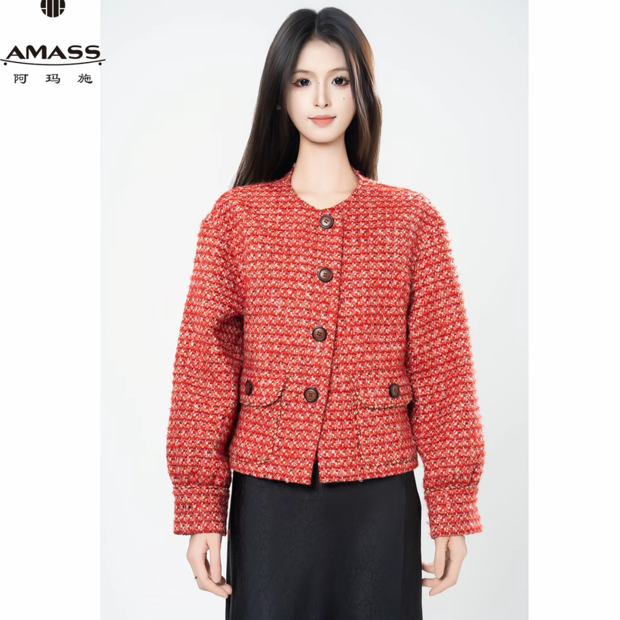 AMASS/阿玛施秋季新款气质复古小香风粗花呢时尚外套上衣 5400912