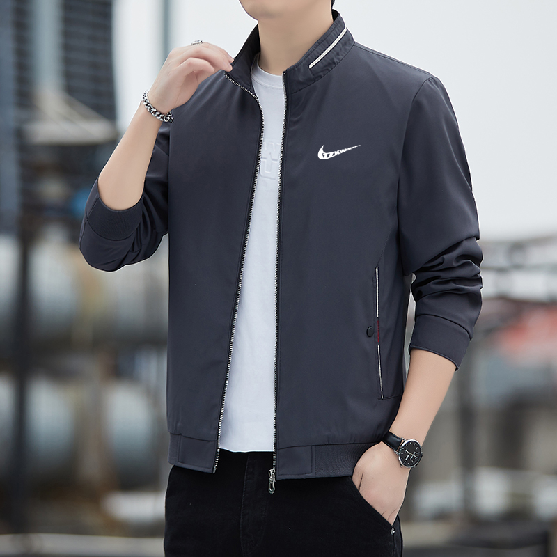 耐克精选男士夹克2025春秋薄款防风立领商务外套时尚青年百搭男装