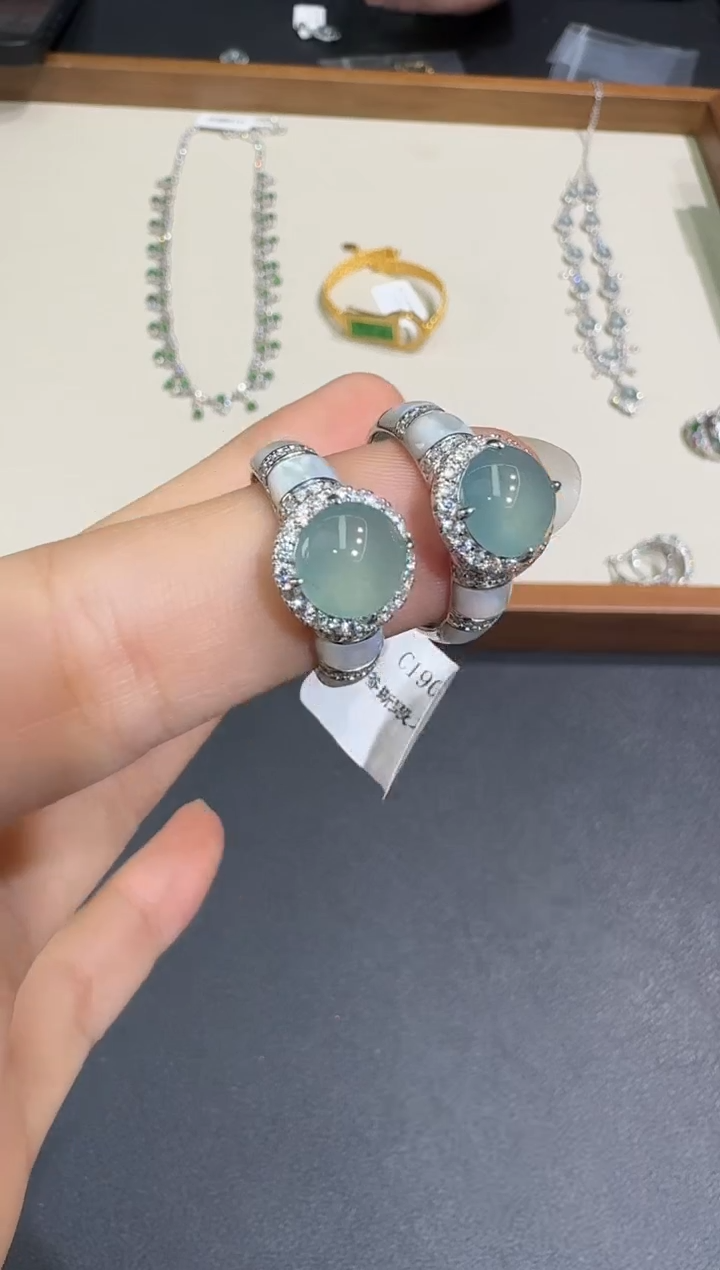翡翠戒指银S925镶嵌X0623-1822-323多样性一件
