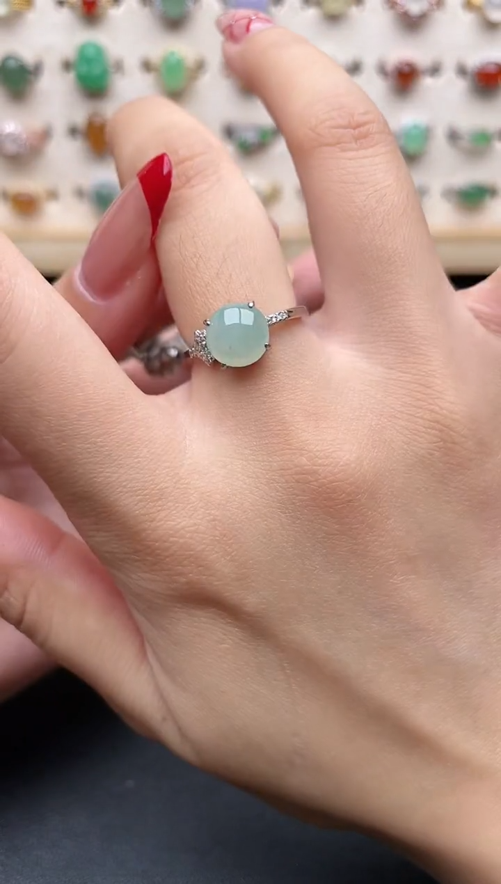 【闪购商品】翡翠戒指银S925镶嵌一物一证一礼盒