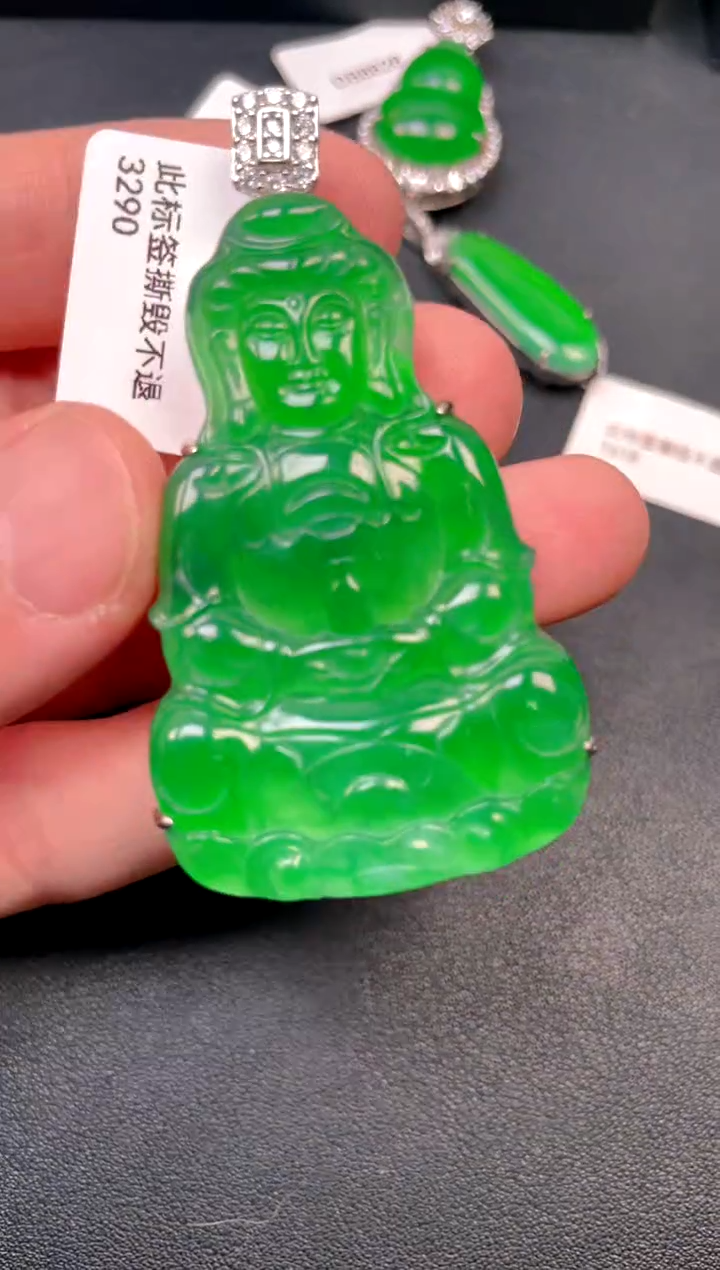 吊坠(不含链)银S925镶嵌翡翠吊坠