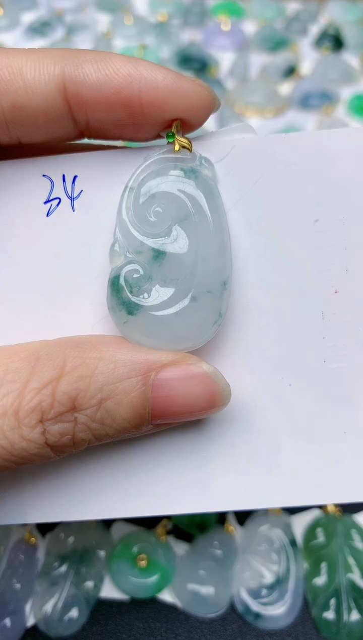 【闪购商品】翡翠颈饰18K金镶嵌天然翡翠A货    34