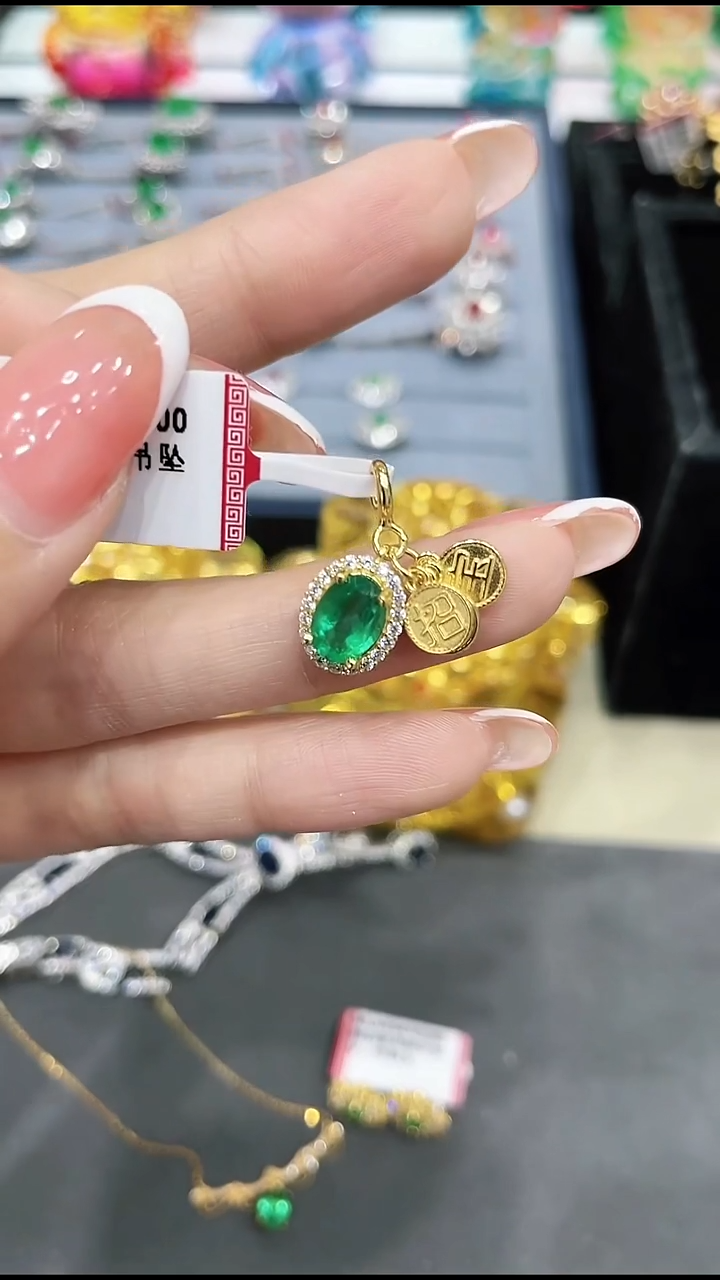 吊坠银S925镶嵌祖母绿1