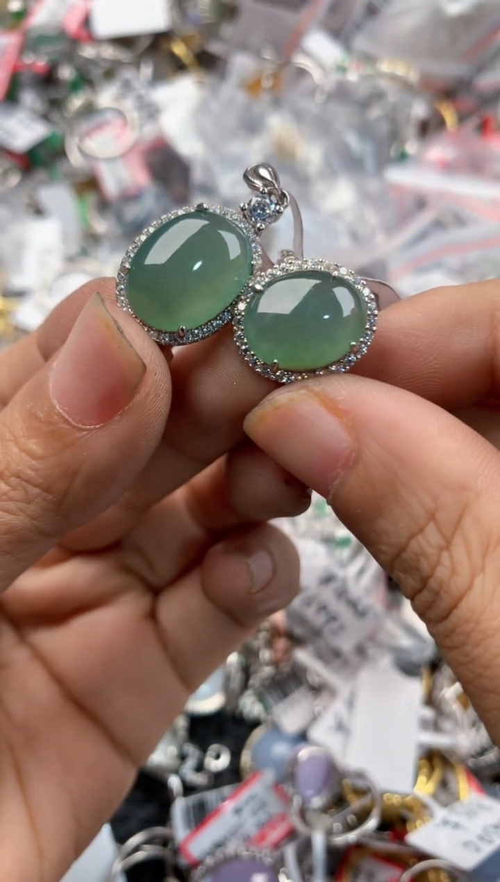 银S925镶嵌戒指翡翠666----9