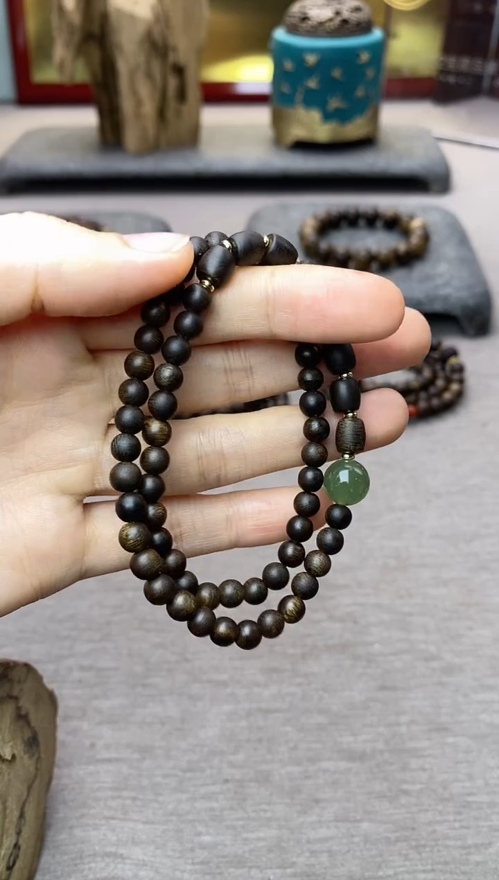 【闪购商品】沉香手串顺化紫棋05+白棋8颗 双圈沉水