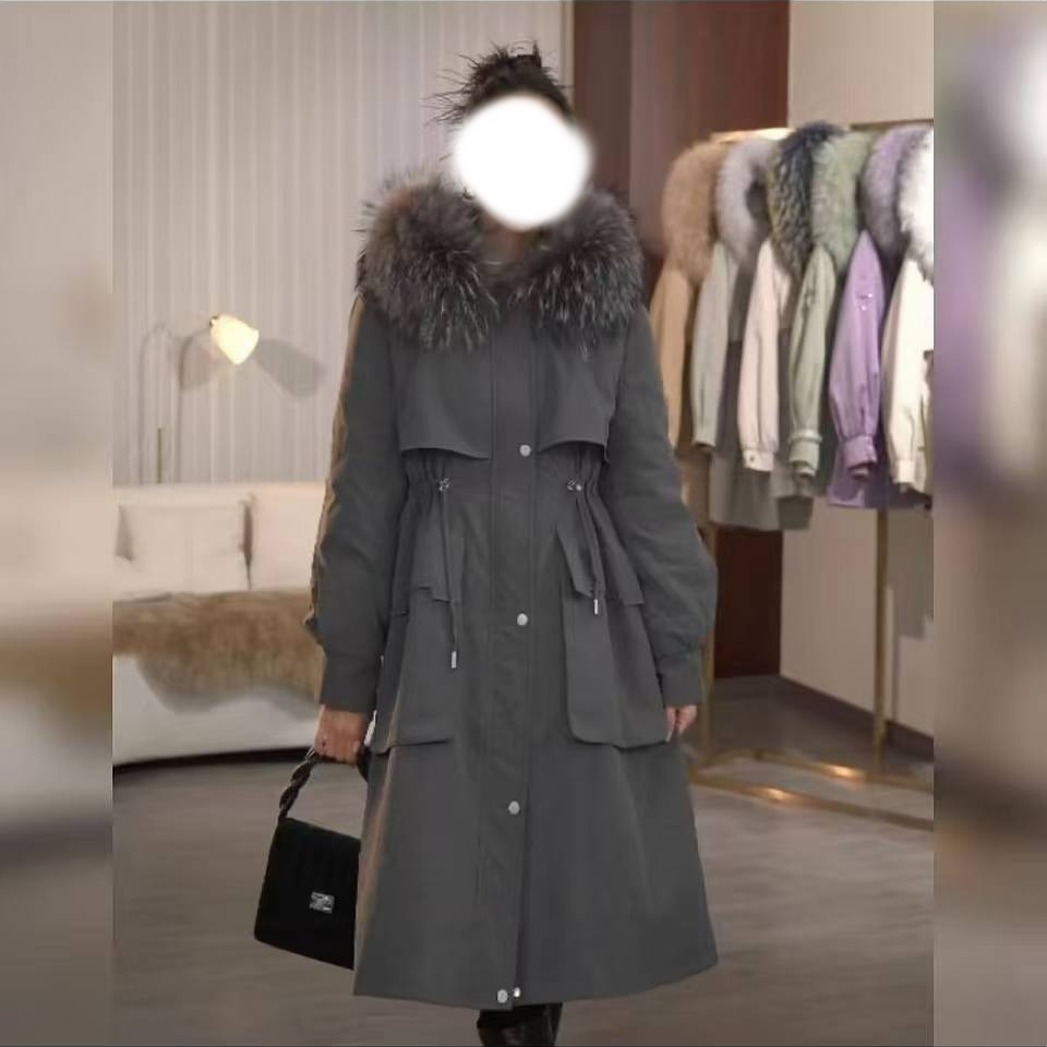 长相思款派克服长款连帽时尚大码女士冬季加绒收口袖中长款洋气