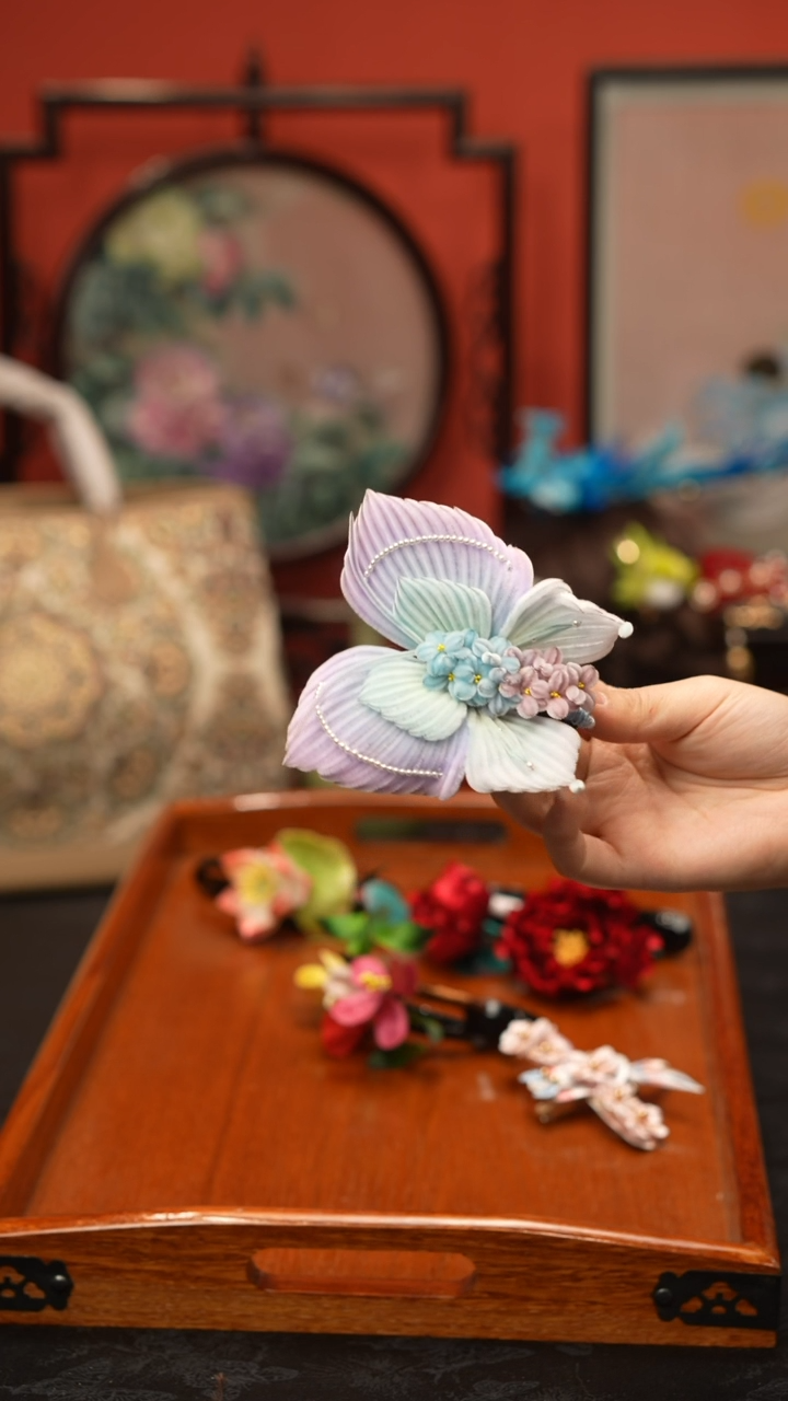 刺绣鸵*非遗手工绒花饰品